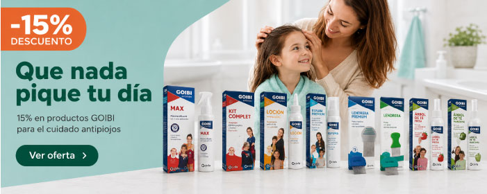 Que nada pique tu día con productos antipiojos Goibi Madre e hija junto a productos antipiojos Goibi con promoción del 15% de descuento