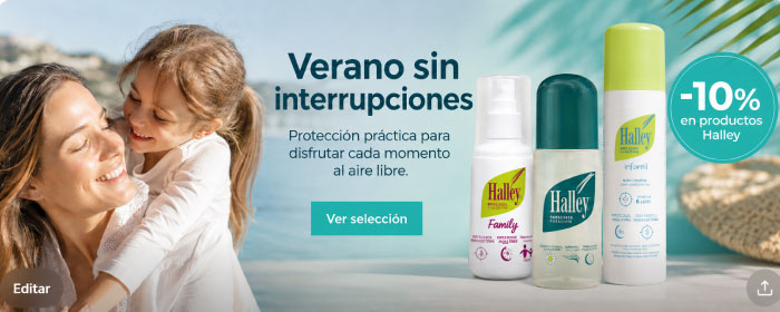 Verano sin interrupciones con productos Halley Madre con niña junto a productos antimosquitos Halley con promoción del 10% de descuento